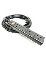 TOUGH H07RN-F Rubber Mains cable. Uk Plug to 4 Gang Socket. Black. Permaplug. 13amp