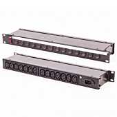 14 way Switched IEC Power Outlet. 1u Steel Rack Enclosure