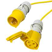 110v 3x1.5mm 16 amp Arctic Yellow Extension Cable. Site Hook Up Trailing Lead. TOUGH 50m
