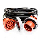 32amp Red 3 PHASE Events CEEform Commando Power Cable. (5x10mm) 3PNE 400V. H07RN-F 