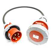 32amp to 63amp Red 3 PHASE Events CEEform Commando Adapter Cable. (5x10mm) 3PNE 400V. H07RN-F