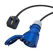 16 amp to UK Plug H07rn-f Tough Rubber Hook up Lead. PCE Shark 16a socket cable. 3x1.5mm Conductors. EU. UK. AUS. USA plugs.
