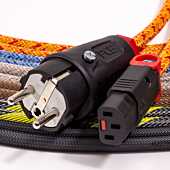 Audiophile EU Shuko Mains Plug to Locking C13. TRUE 13amp Cable. Black Braided