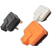 HEAVY DUTY Black. White or Orange UK 3 Pin Plug. 13 amp. HDPT13B-01 Permaplug.