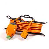 Orange Garden & Camping TIDY-FLEX Extension. UK Plug to 1G IP54 Socket. 13amp