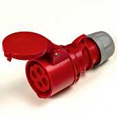 PCE 32A 4 Pin 3PE 400V. 3 Phase. Red Cable Mount Female Socket. IP44 (224-6)