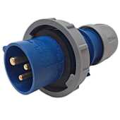 16amp IP67 Rated 240v 2P+E Ceeform Cable Mount Blue Male Plug. 3 Pole. PCE (0132-6)
