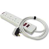 Switched 13 amp Professional Trailing Socket Extension Lead. TOUGH 4 Gang White