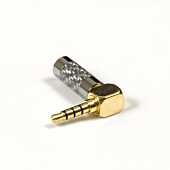 3.5mm Angled 4 Pole TRRS Plug Male Audio Connector. Gold Plated. Cable Size Up to 6 mm