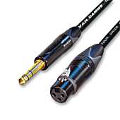 GOLD Female XLR to TRS Jack Lead. Balanced Van Damme Mic Cable. Short 10m 20m