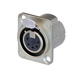 Neutrik NC5FD-LX Female 5 pin XLR Chassis Panel Mount. Silver Contacts