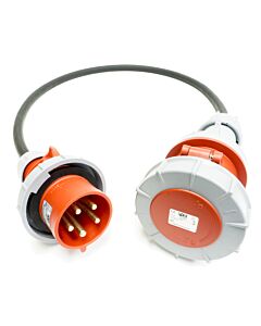 32amp to 63amp Red 3 PHASE Events CEEform Commando Adapter Cable. (5x10mm) 3PNE 400V. H07RN-F