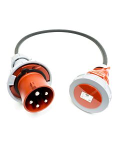 63amp to 32amp Red 3 PHASE Events CEEform Commando Adapter Cable. (5x10mm) 3PNE 400V. H07RN-F